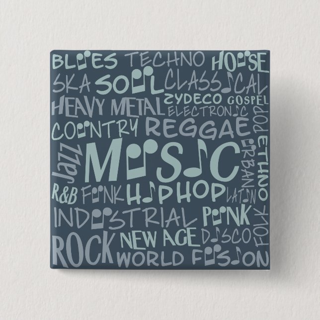 botón Collage de Word Genres de música (Anverso)