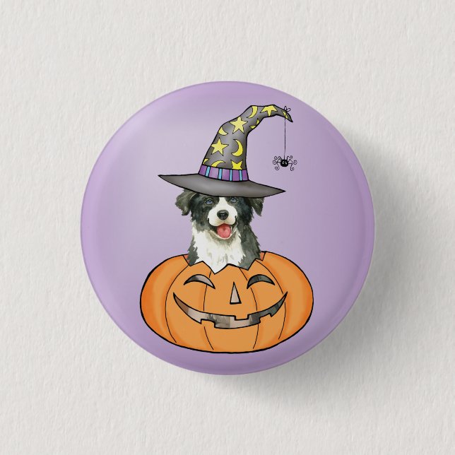 botón Collie del borde de Halloween (Anverso)