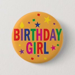 botón colorido del Chica de cumpleaños