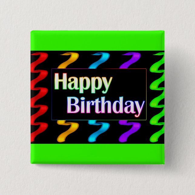 Botón colorido del feliz cumpleaños (Anverso)