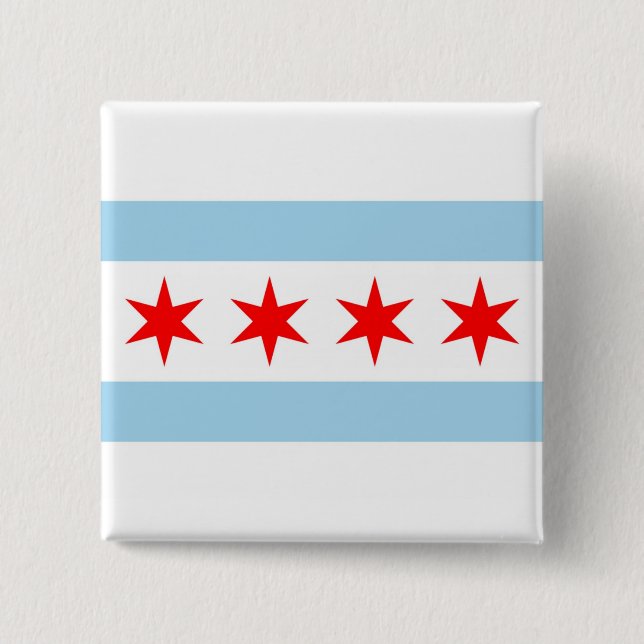Botón con bandera de Chicago, Illinois (Anverso)