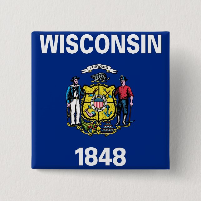 Botón con bandera de Wisconsin (Anverso)