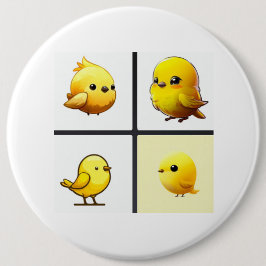 Botón con diseño pequeños pájaros adorables amaril