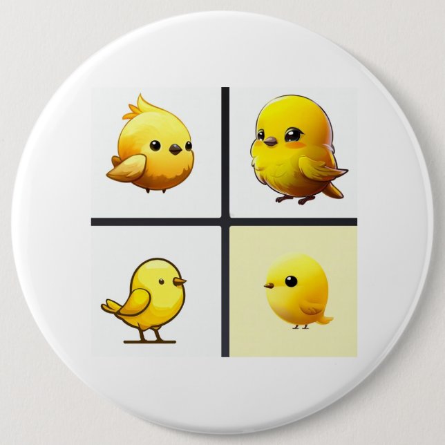 Botón con diseño pequeños pájaros adorables amaril (Anverso)