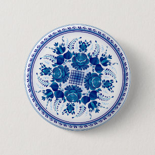 Botón con el adorno en estilo Gzhel