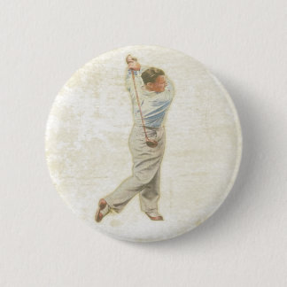 Botón con el jugador de golf del vintage