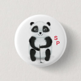 Botón con panda de juego de golf