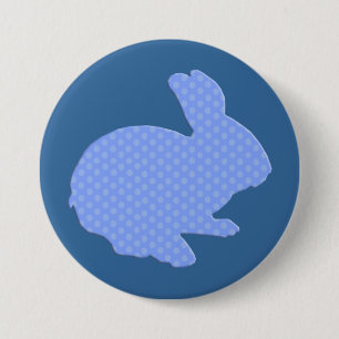 botón conejito azul Polka Dot Silhouette Easter