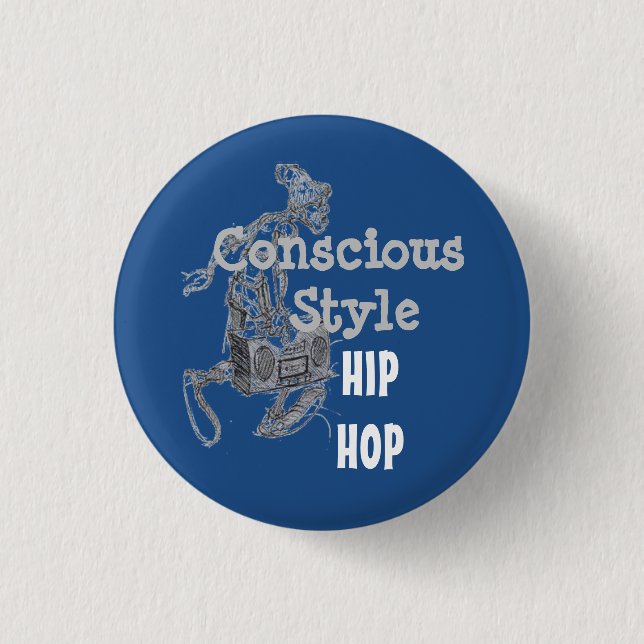 Botón consciente azul de Hip Hop del estilo (Anverso)