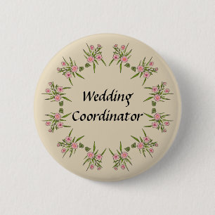 botón Coordinador Boda floral de flores rosadas