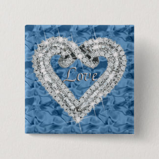 botón Corazón azul Amor Diamante