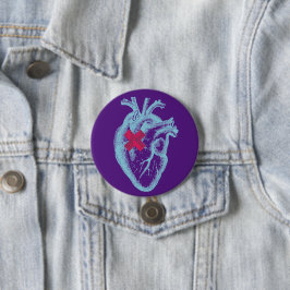 Botón Corazón Azul/Púrpura
