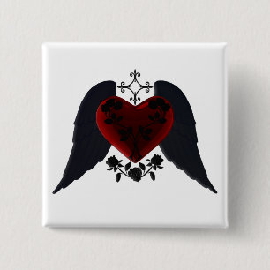 botón Corazón de Gótico alado negro