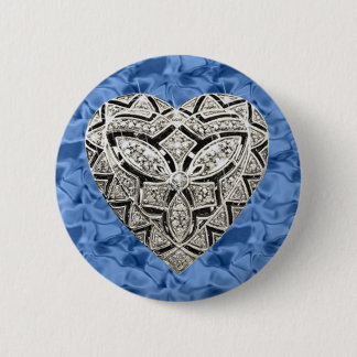 botón Corazón del Diseñador Elegante de Ronda Azul