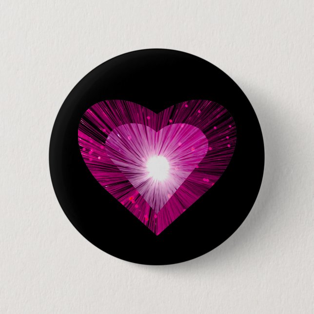 Botón "corazón" rosado redondo negro (Anverso)