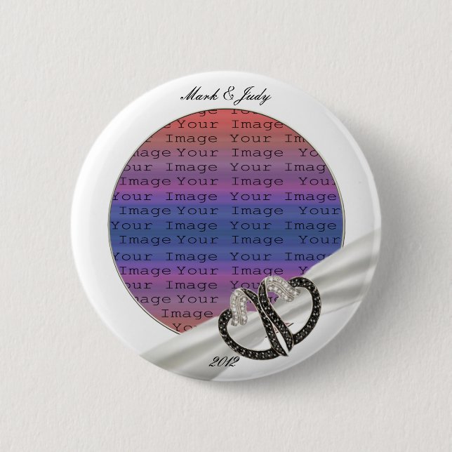 botón Corazones de diamante blanco y negro (Anverso)