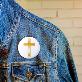 botón Cruz de oro cristiano