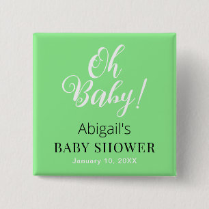 Botón cuadrado de Baby Shower con diseño de texto 