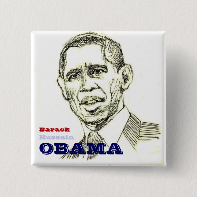 Botón cuadrado de Barack Hussain Obama (Anverso)