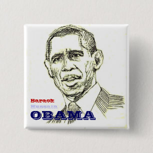 Botón cuadrado de Barack Hussain Obama