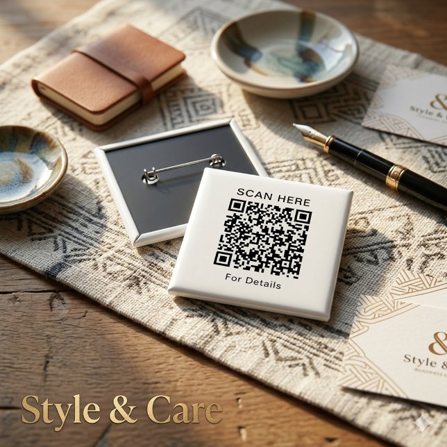 Botón cuadrado de código QR personalizable para cu (Customizable QR Code Square Button for Any Purpose)