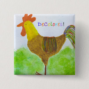 Botón cuadrado de DeColores del gallo