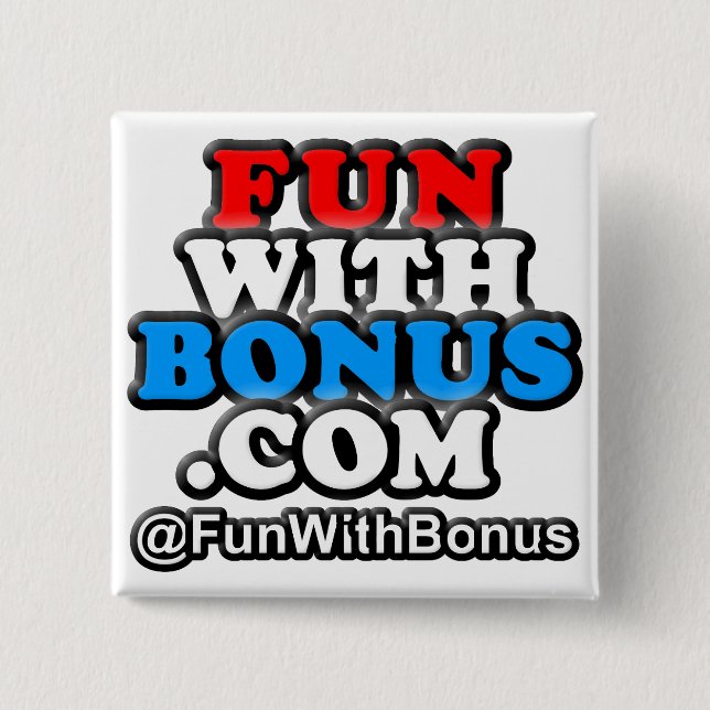 botón cuadrado de FunWithBonus.com (Anverso)