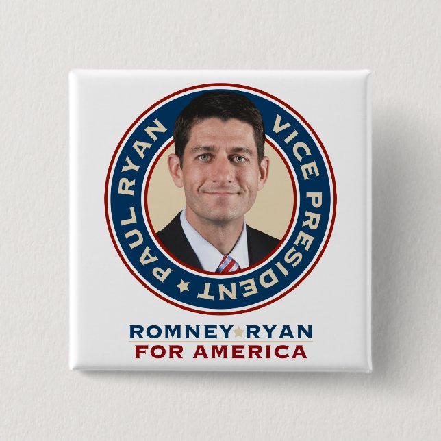 Botón cuadrado de la campaña de Paul Ryan 2012 (Anverso)