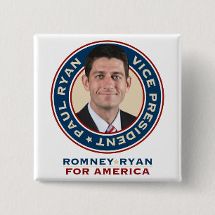 Botón cuadrado de la campaña de Paul Ryan 2012