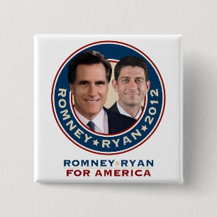 Botón cuadrado de la campaña de Romney-Ryan 2012