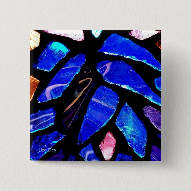 botón cuadrado de 'vidrio azul' (Anverso)