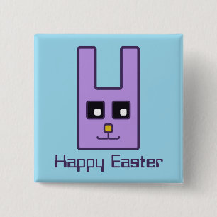 Botón cuadrado del conejito de pascua