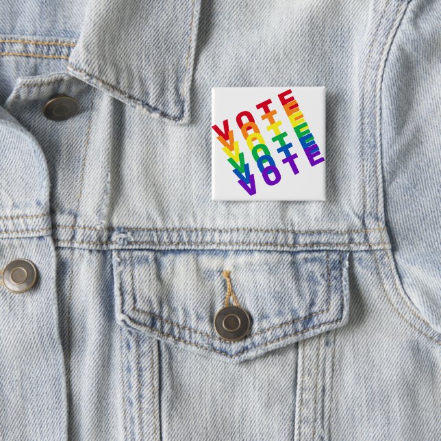 Botón cuadrado del voto en arco iris (In situ)