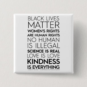 Botón cuadrado #KindnessIsEverything (negro)