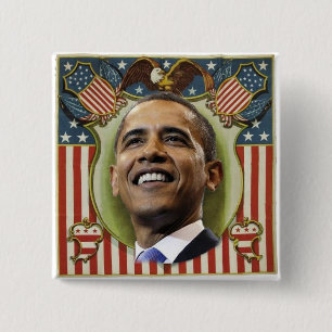 Botón cuadrado patriótico de Obama