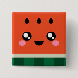 Botón cuadrado/Pin/insignia de la sandía de Kawaii