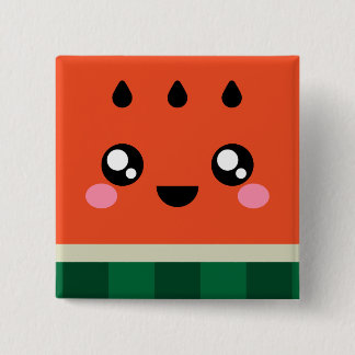 Botón cuadrado/Pin/insignia de la sandía de Kawaii