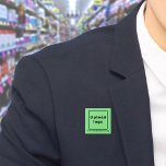 botón Cuadrado verde claro de nombre de negocio y<br><div class="desc">Botón cuadrado que puede personalizar para poner su nombre comercial y logotipo. Puede usar este botón como accesorio uniforme de su personal. También puede utilizarlo como accesorio de embalaje. También puede incluirlo en sus materiales de marketing para promocionar su negocio o promocionar su marca a sus clientes. Botón que se...</div>