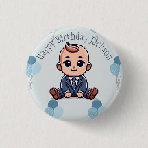 botón Cumpleaños del bebé jefe - Personalizado Pin