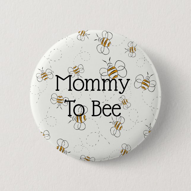 Botón Cute Bee Pattern Mommy to Bee Baby Shower (Anverso)