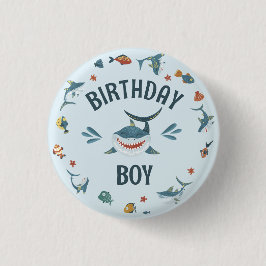 botón Cute Blue Sharm Thalem Birthday Boy