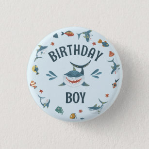 botón Cute Blue Sharm Thalem Birthday Boy