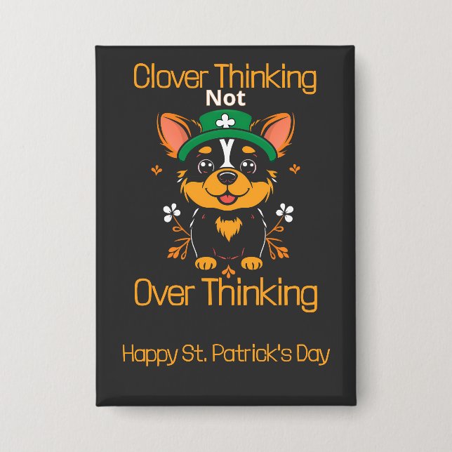 Botón Cute Corgi St. Patrick's Day (Anverso)