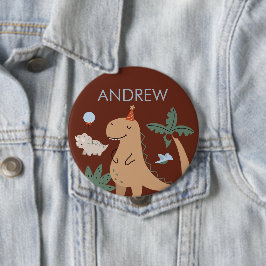 botón Cute Dinosaur Birday Party Name