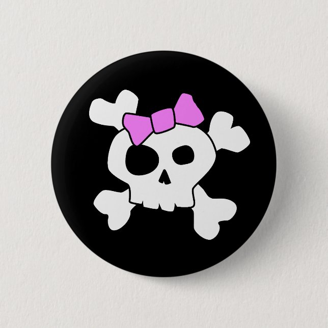 botón Cute Girly Skull (Anverso)