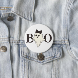 Botón Cute Halloween - Fantasma "Boo" con arco