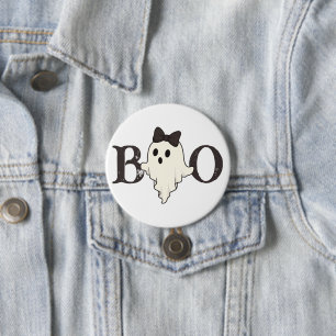 Botón Cute Halloween - Fantasma "Boo" con arco