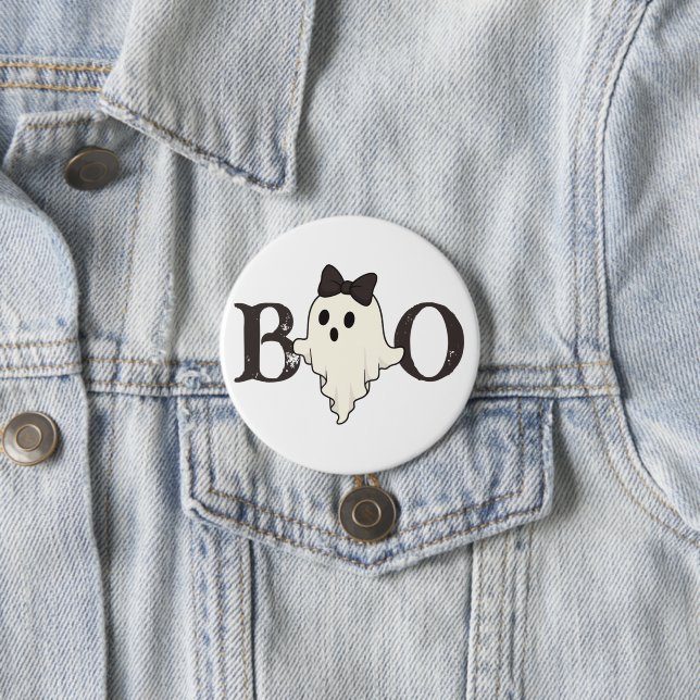 Botón Cute Halloween - Fantasma "Boo" con arco (In situ)
