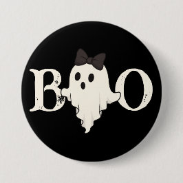 Botón Cute Halloween - Fantasma "Boo" con arco