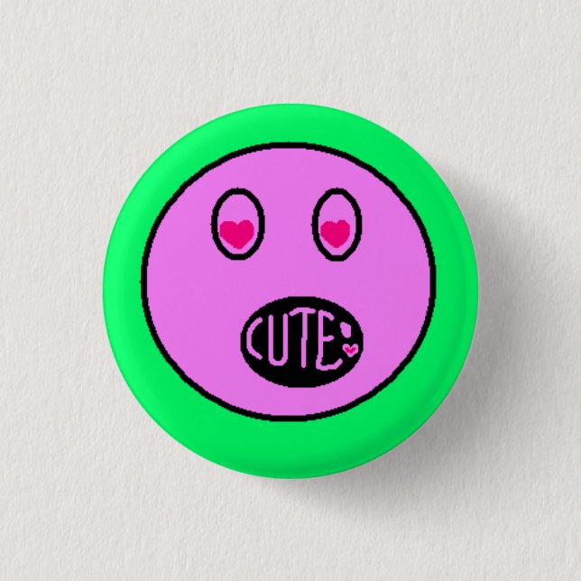 botón CUTE Heart Eyes Emoji Pastel Pixel Art (Anverso)
